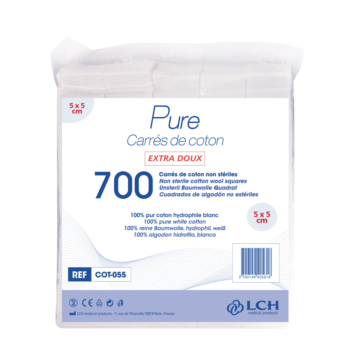 Carrés de coton Optima, sachet X700