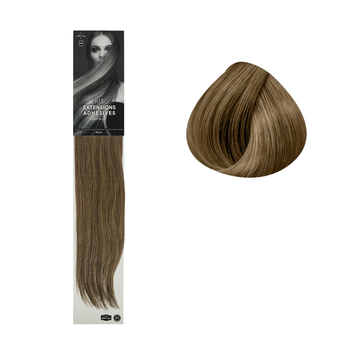 Kit extensions adhésives 10 bandes lisses 50cm