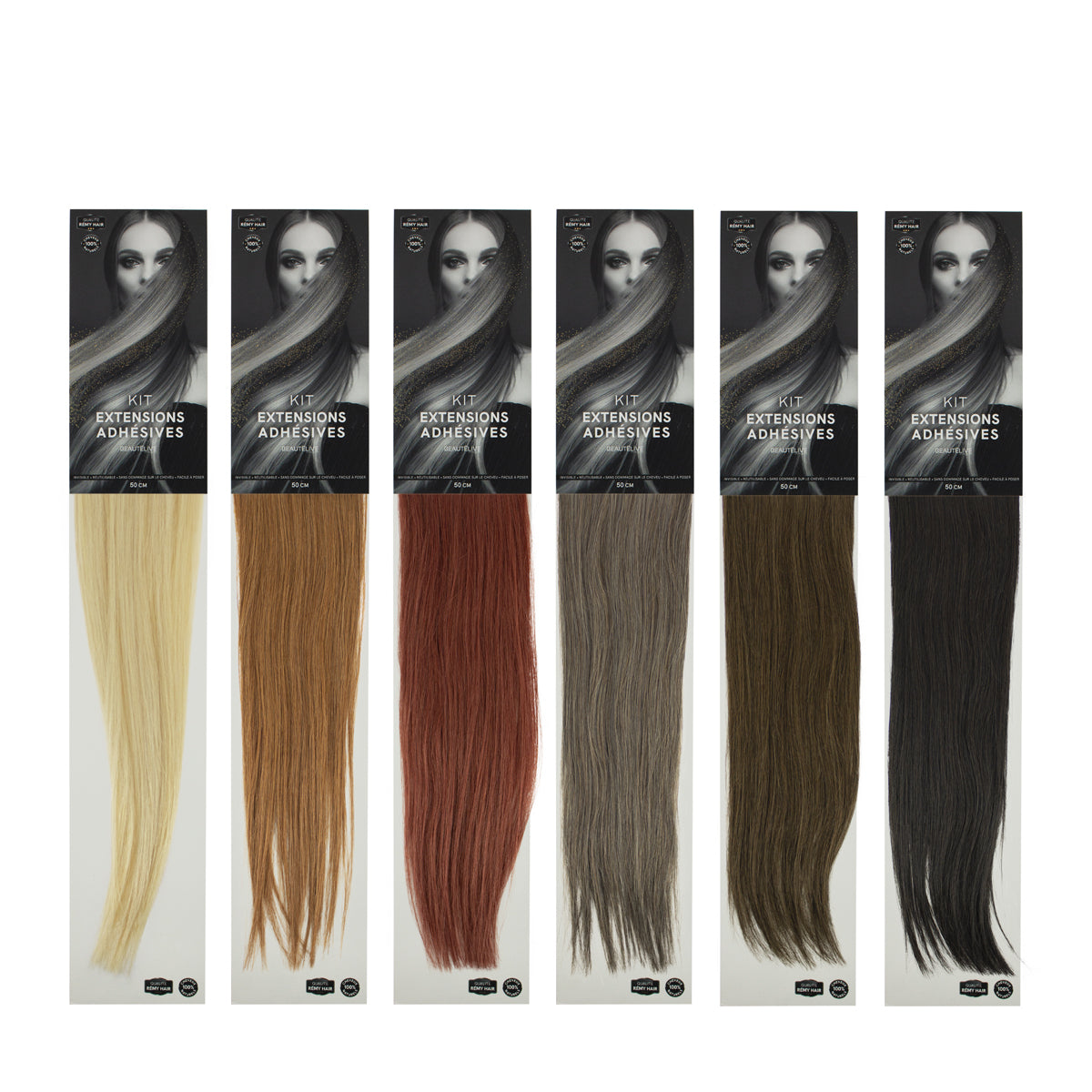 Kit extensions adhésives 10 bandes lisses 50cm